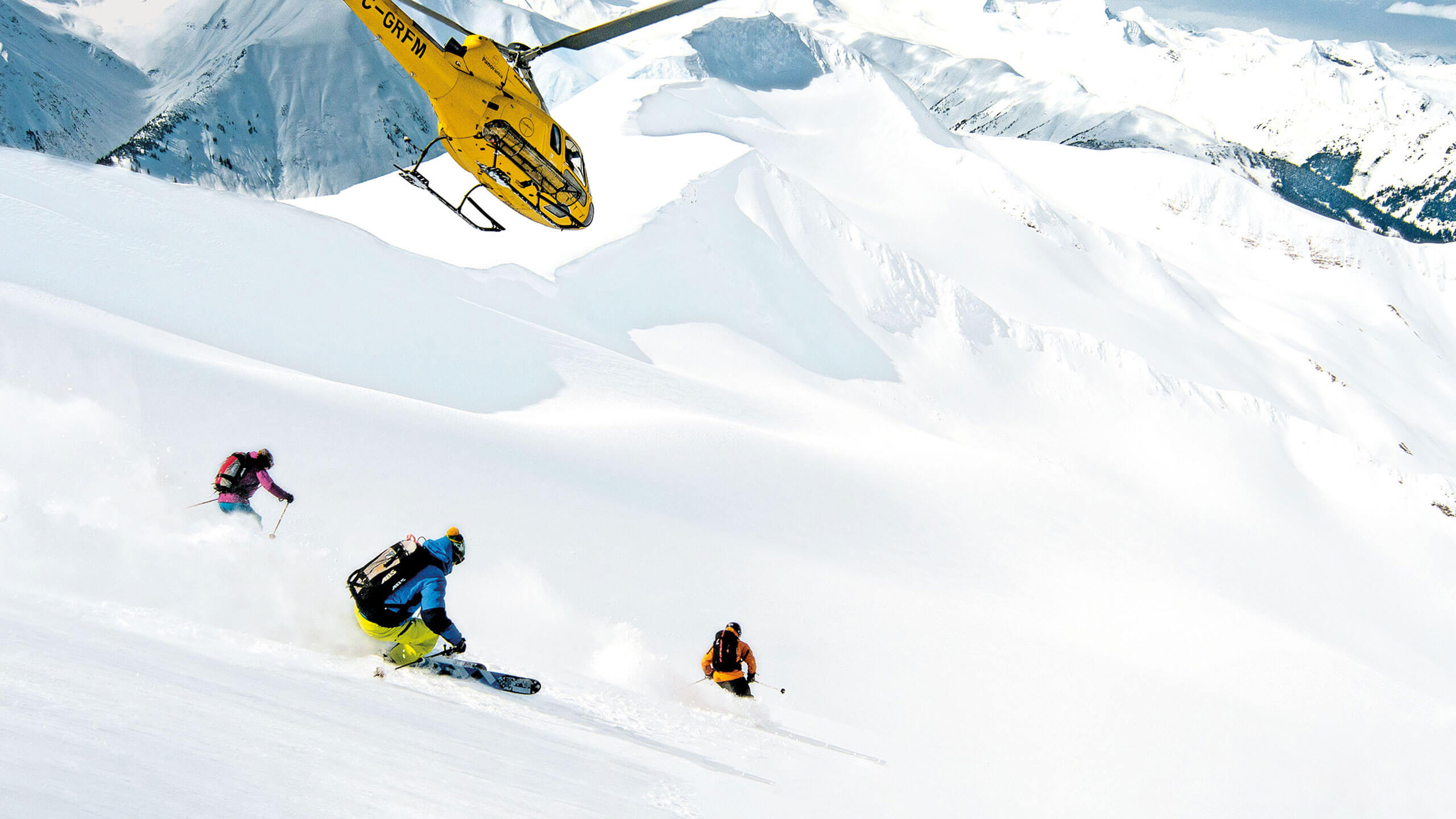 helicopter over snowboarding
