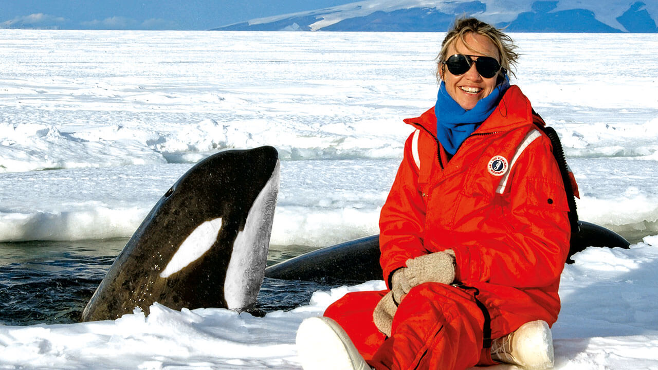 woman with killer whales