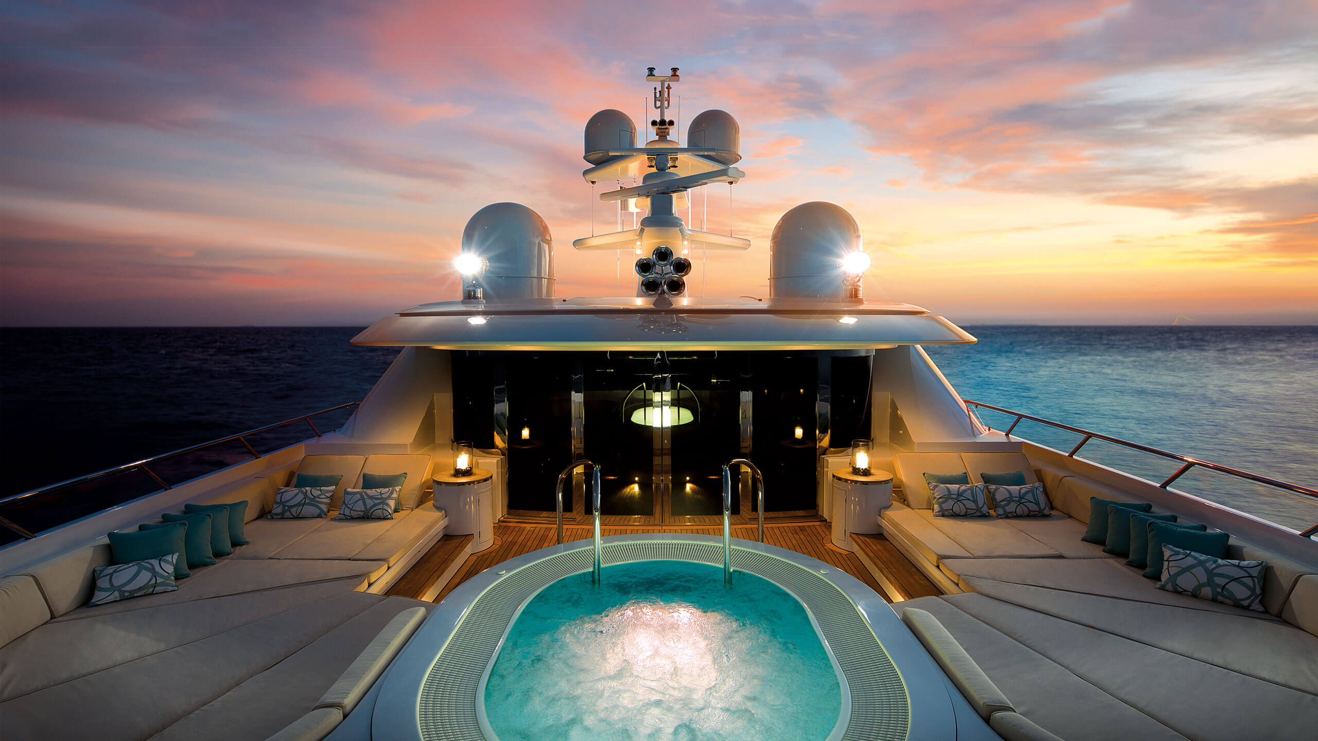 yacht at night