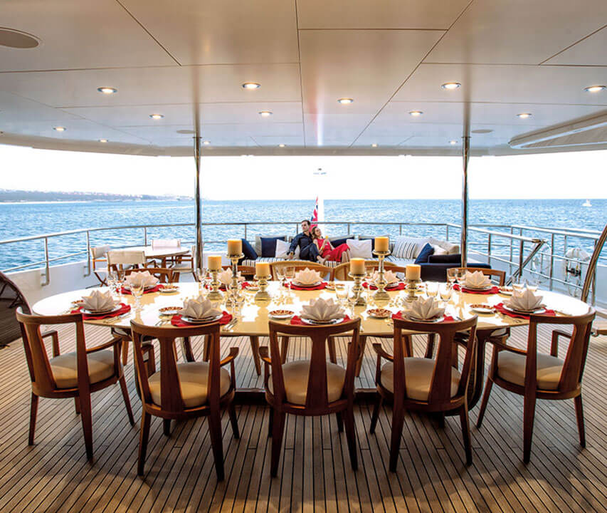 dining table on yacht
