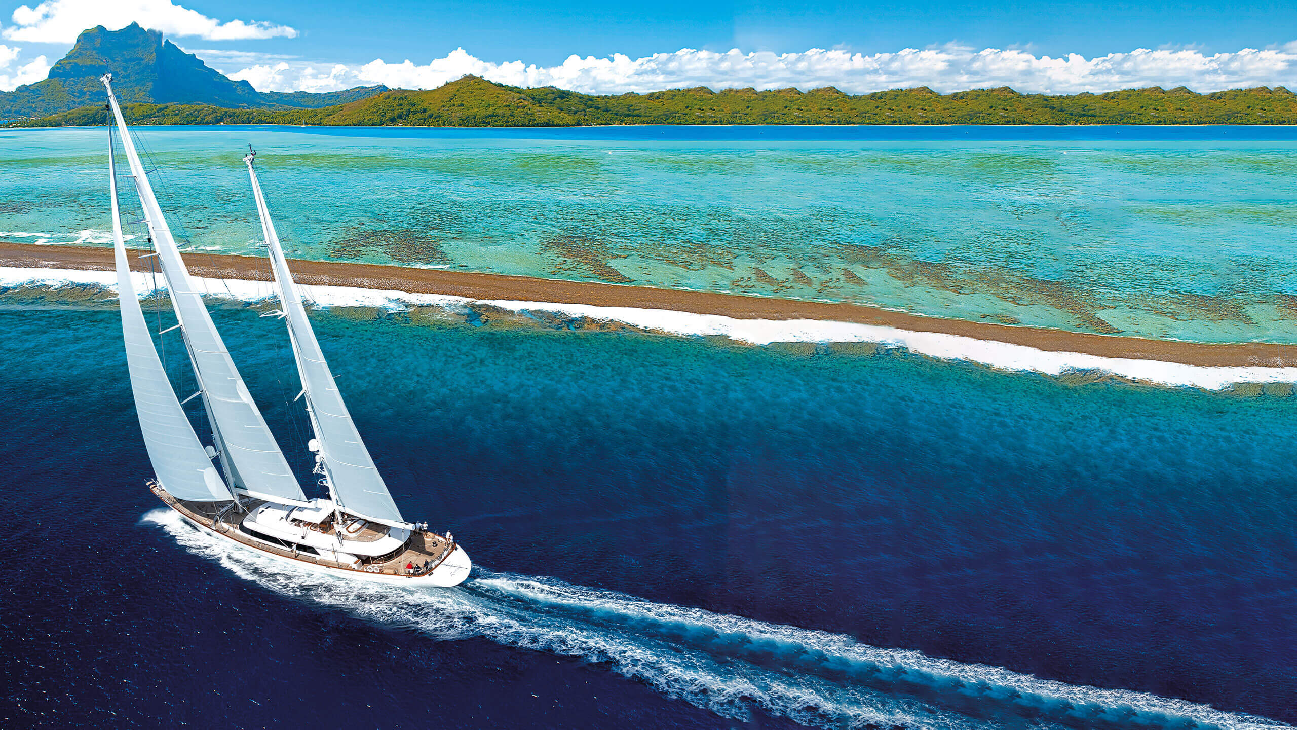 arial view of a yacht