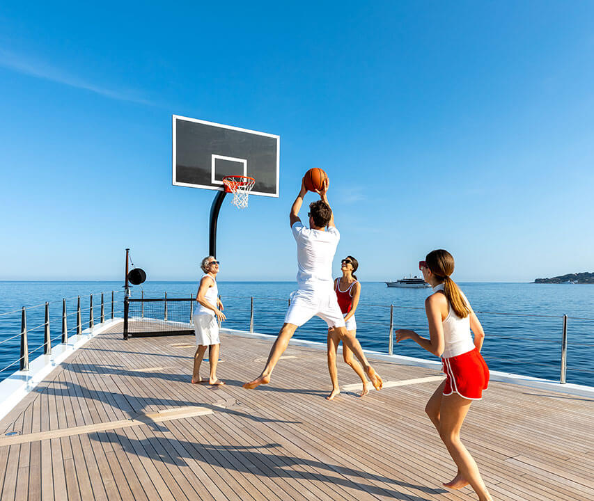 basketball on a yacht