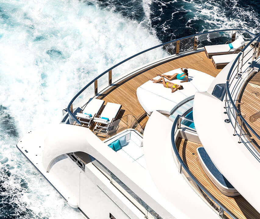 sunbathing on yacht