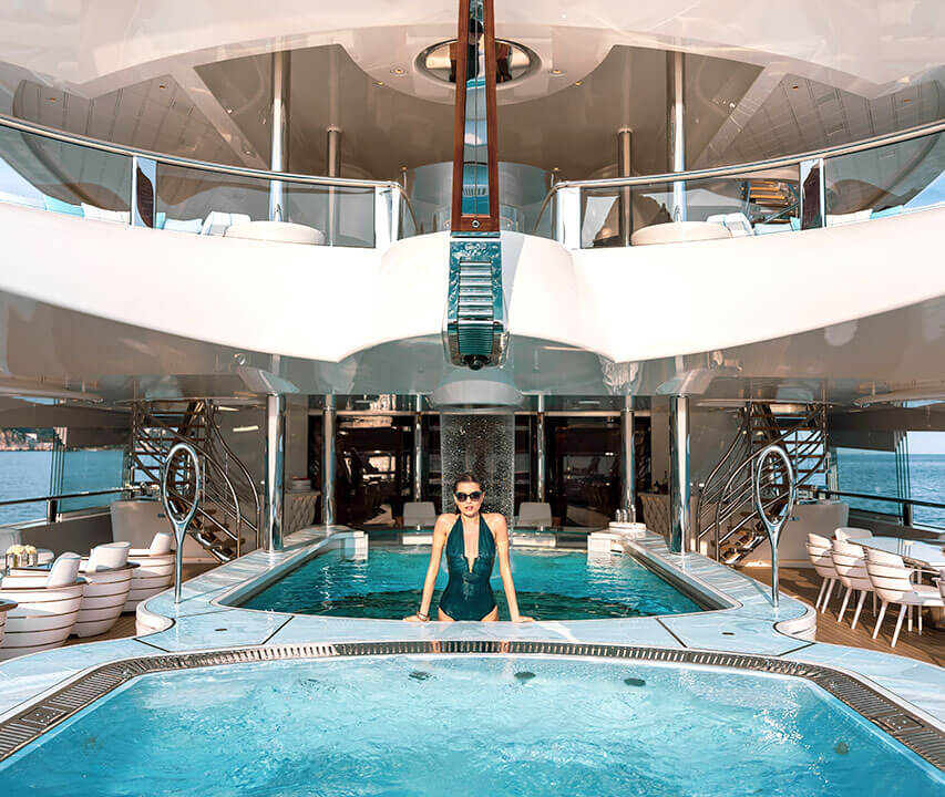 woman in a pool