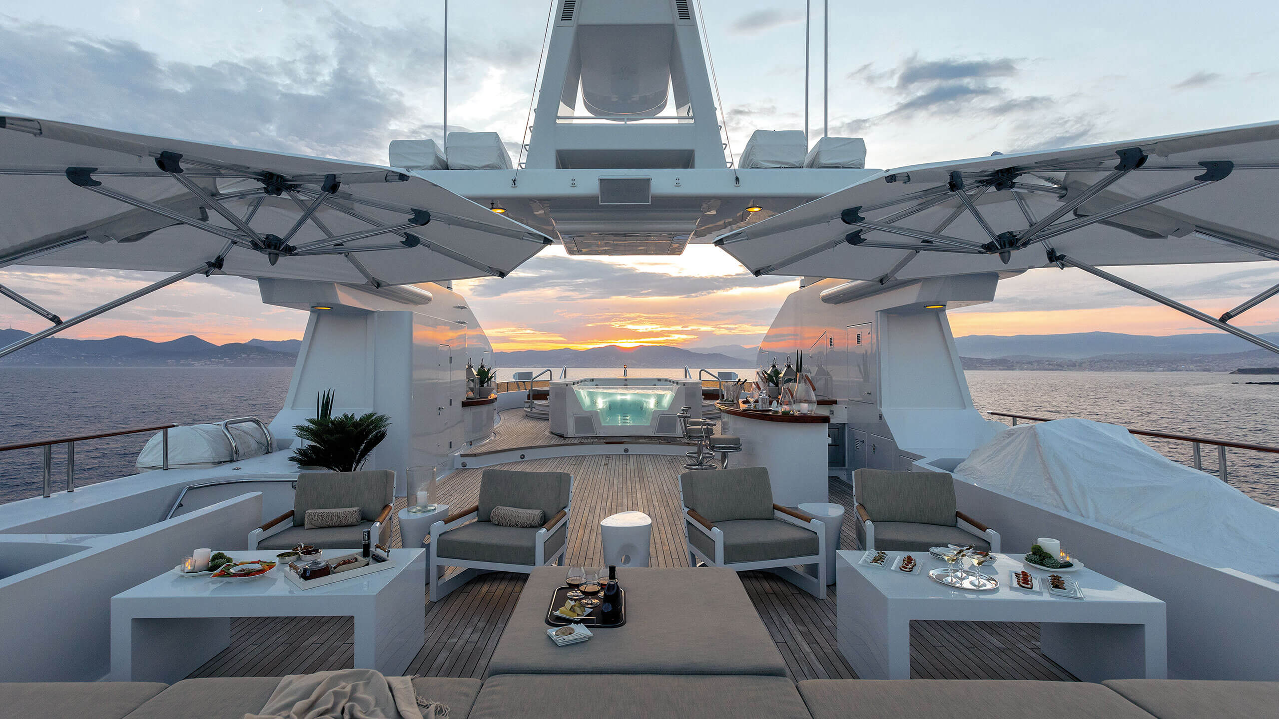yacht early evening